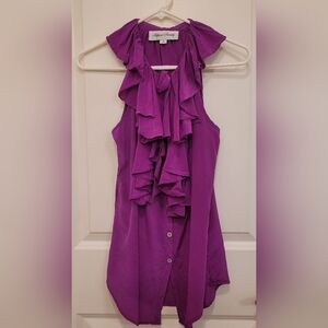 Purple Ruffled Sleeveless Blouse by Fifteen Twenty